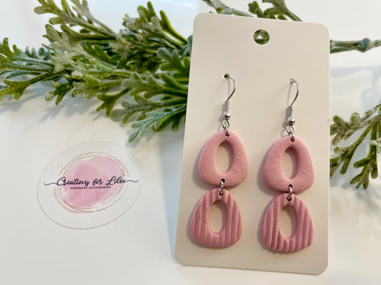 Clay Earrings - Pink Dangles