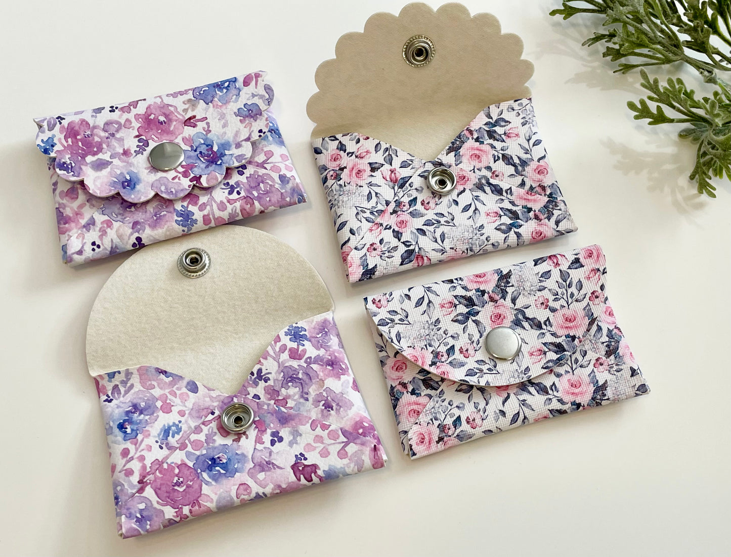 Coin Purse - Pink & Grey Floral