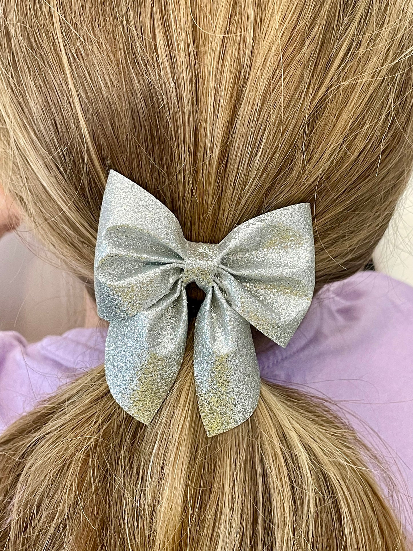 Silver Glitter Sailor Bow