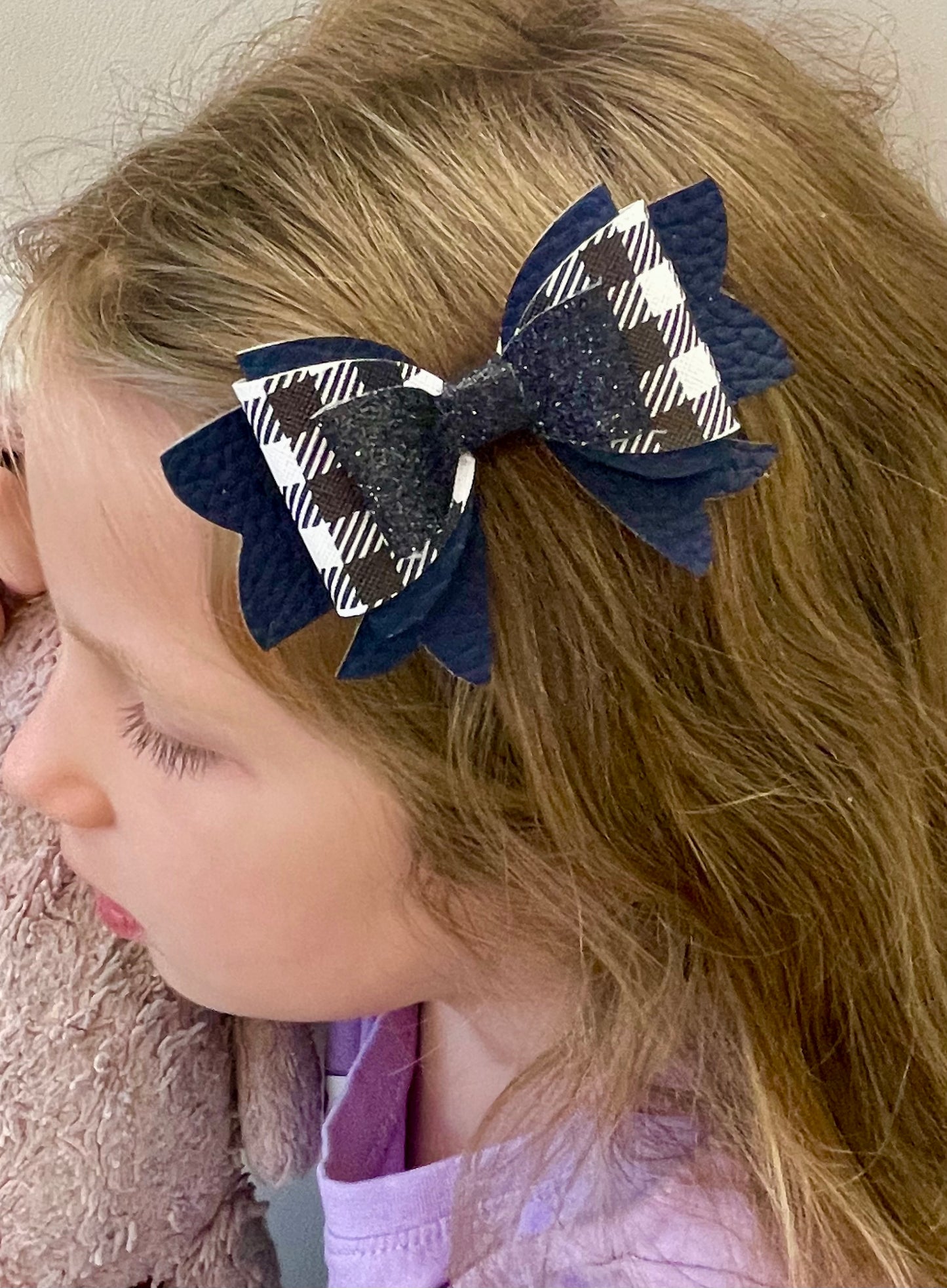 Hair Bows - Black & White Plaid