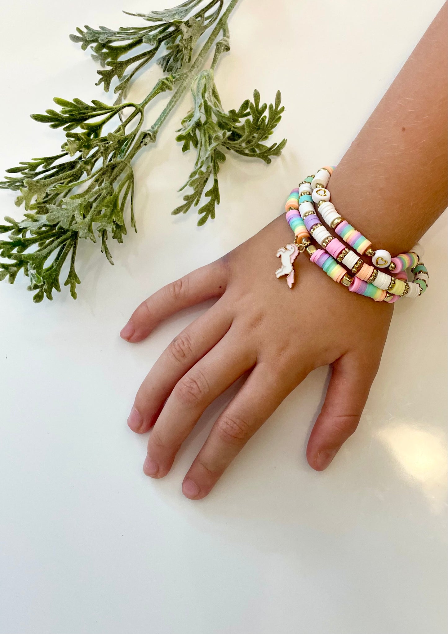 Heishi Stack Bracelets - Pastels & Gold (Youth Sizing)