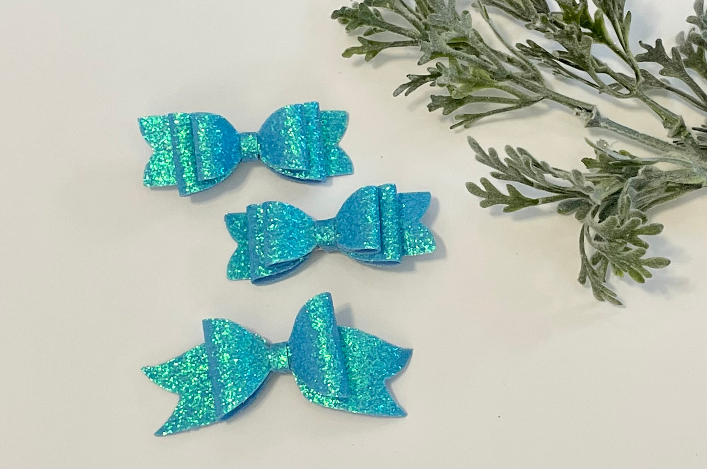 Mini Glitter Bow - Blue