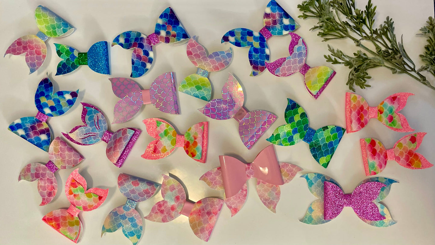 Mermaid Hair Bows - Neon Pink