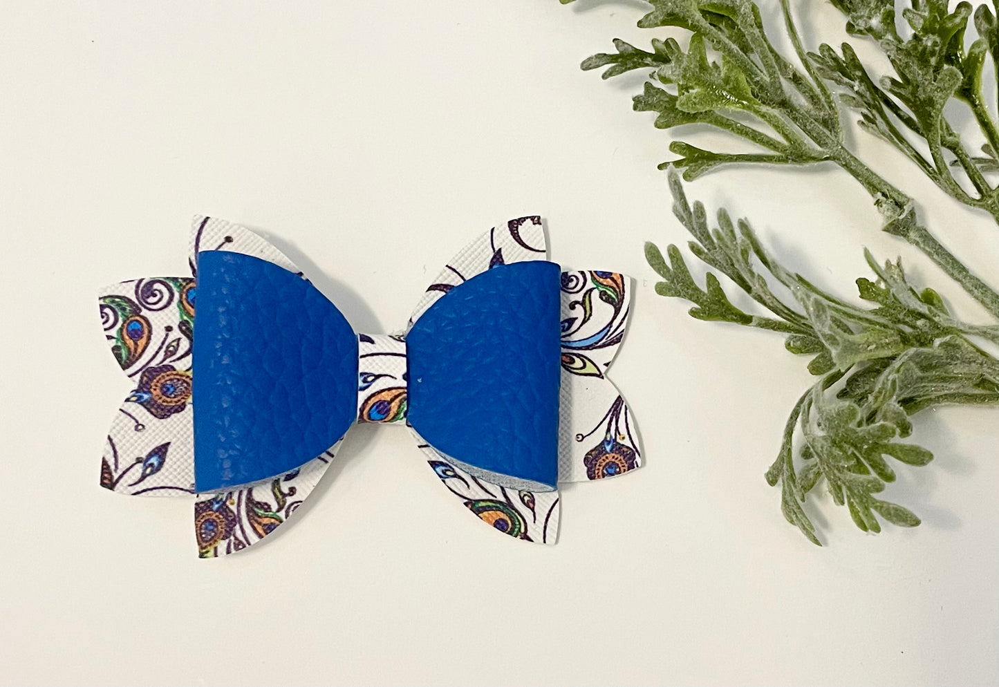 Hair Bows - Blue Peacock