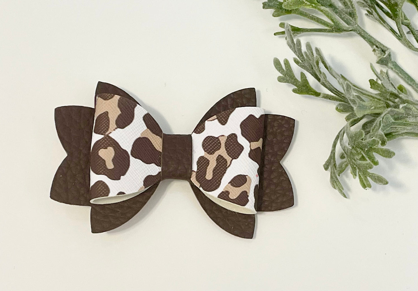 Hair Bows - Leopard & Brown