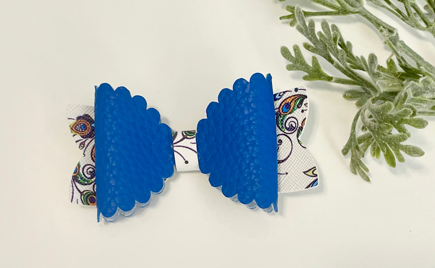 Hair Bows - Blue Peacock