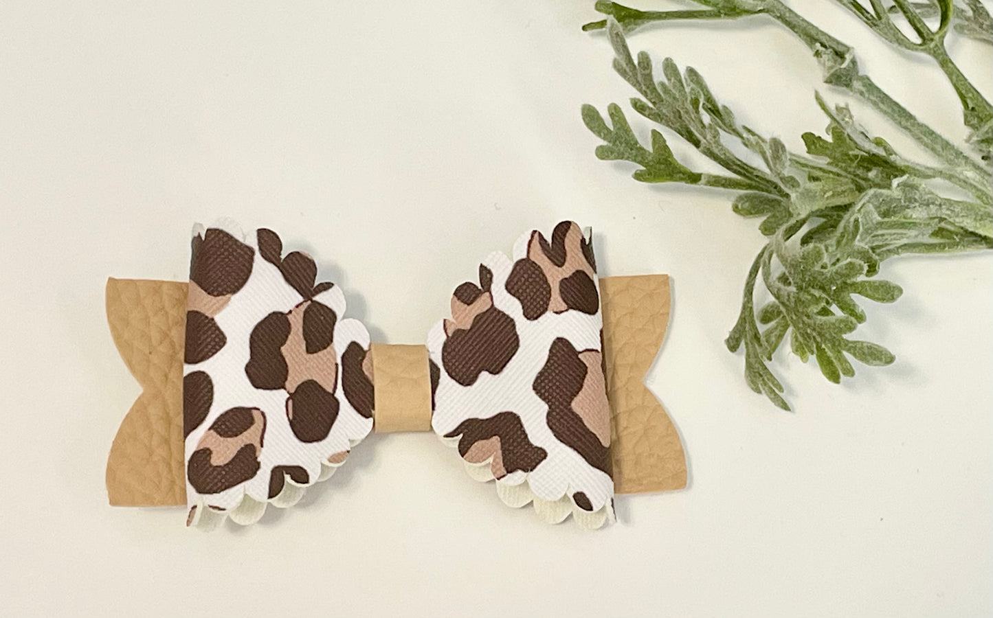 Hair Bows - Leopard & Beige