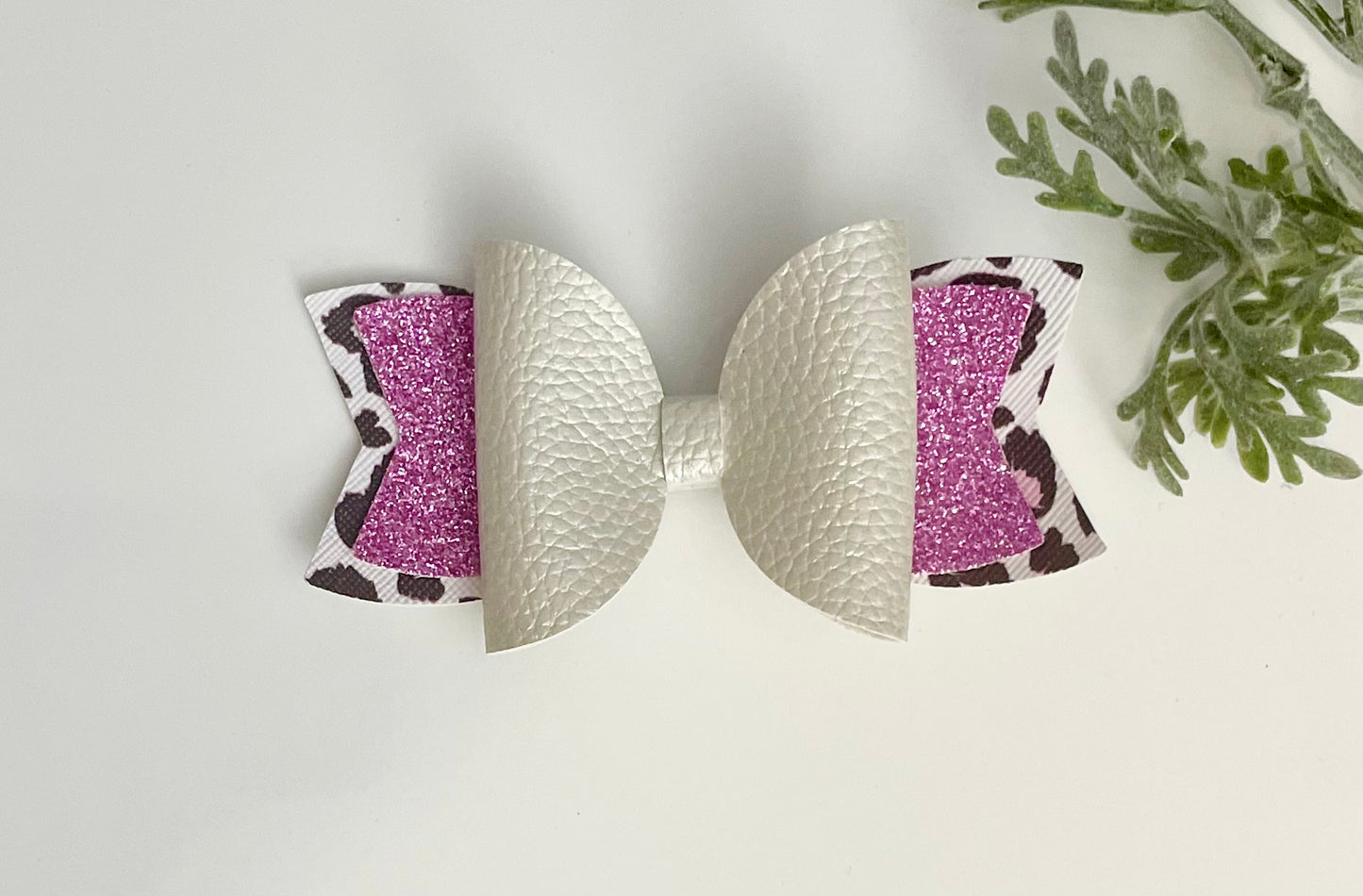 Hair Bows - Sparkly Pink Leopard Print