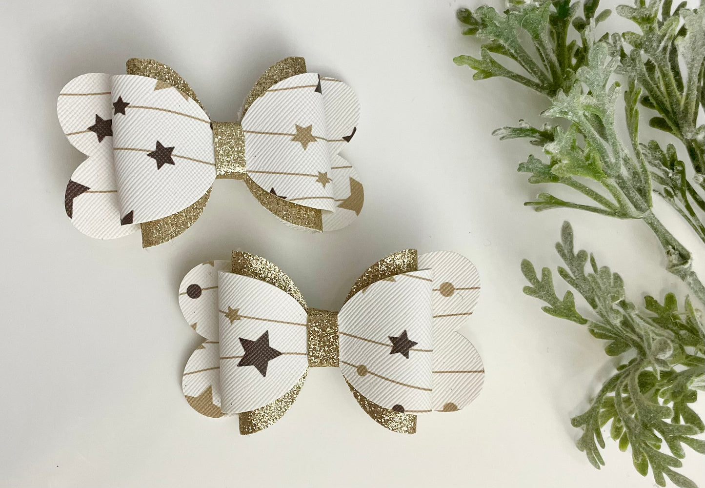 Hair Bows - Gold Stars & Glitter