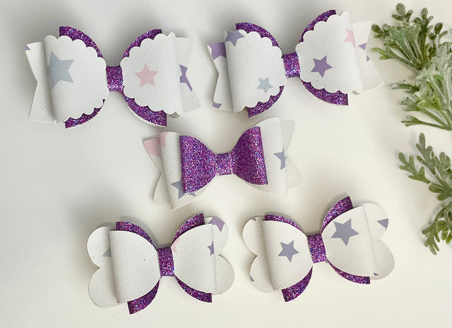 Hair Bows - Purple, Glitter & Stars