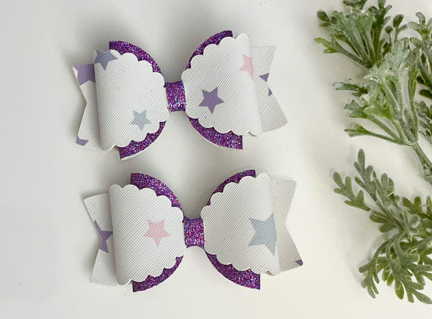 Hair Bows - Purple, Glitter & Stars