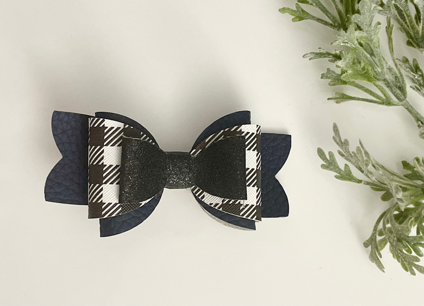 Hair Bows - Black & White Plaid