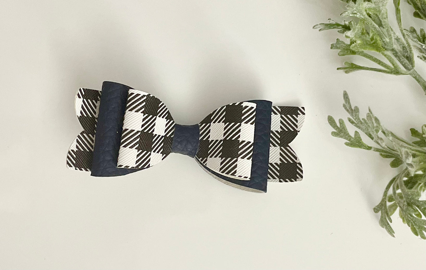 Hair Bows - Black & White Plaid