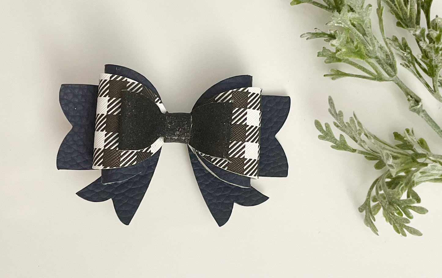 Hair Bows - Black & White Plaid