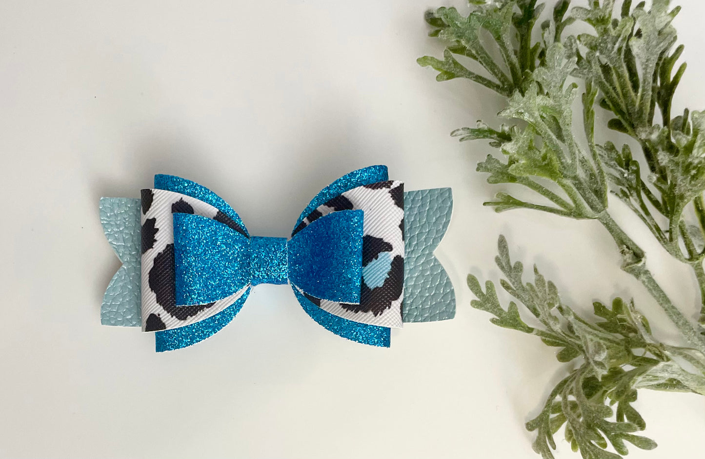 Hair Bows - Blue, Sparkles & Leopard Print