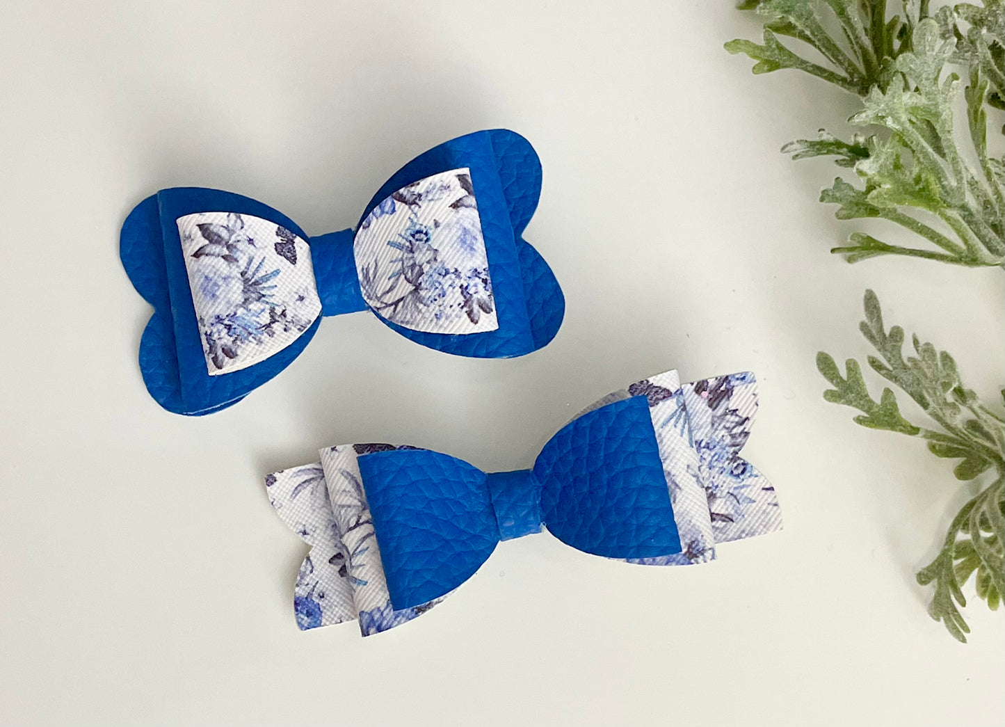 Hair Bows - Blue & Floral