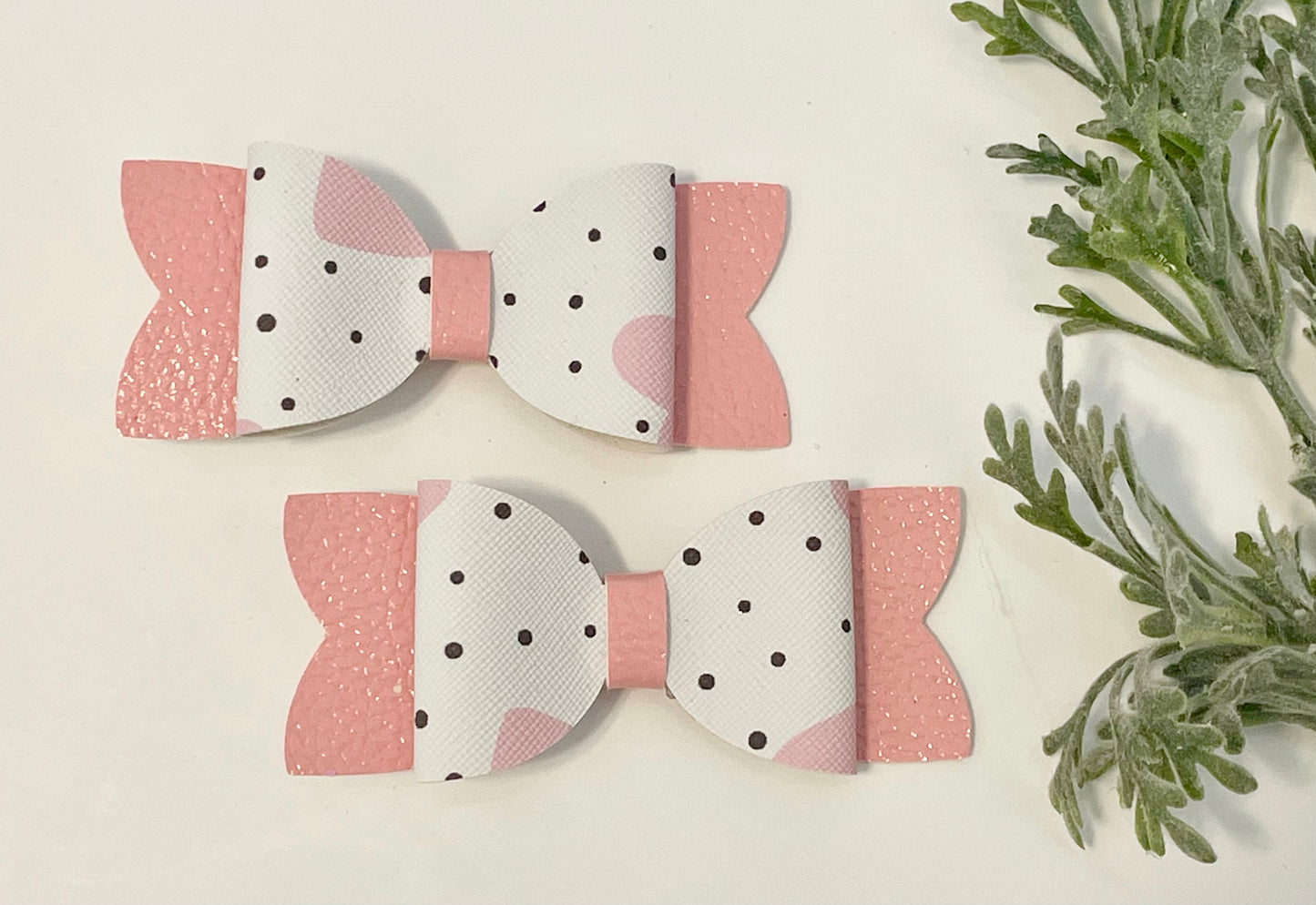 Hair Bows - Pink, White & Polka Dots