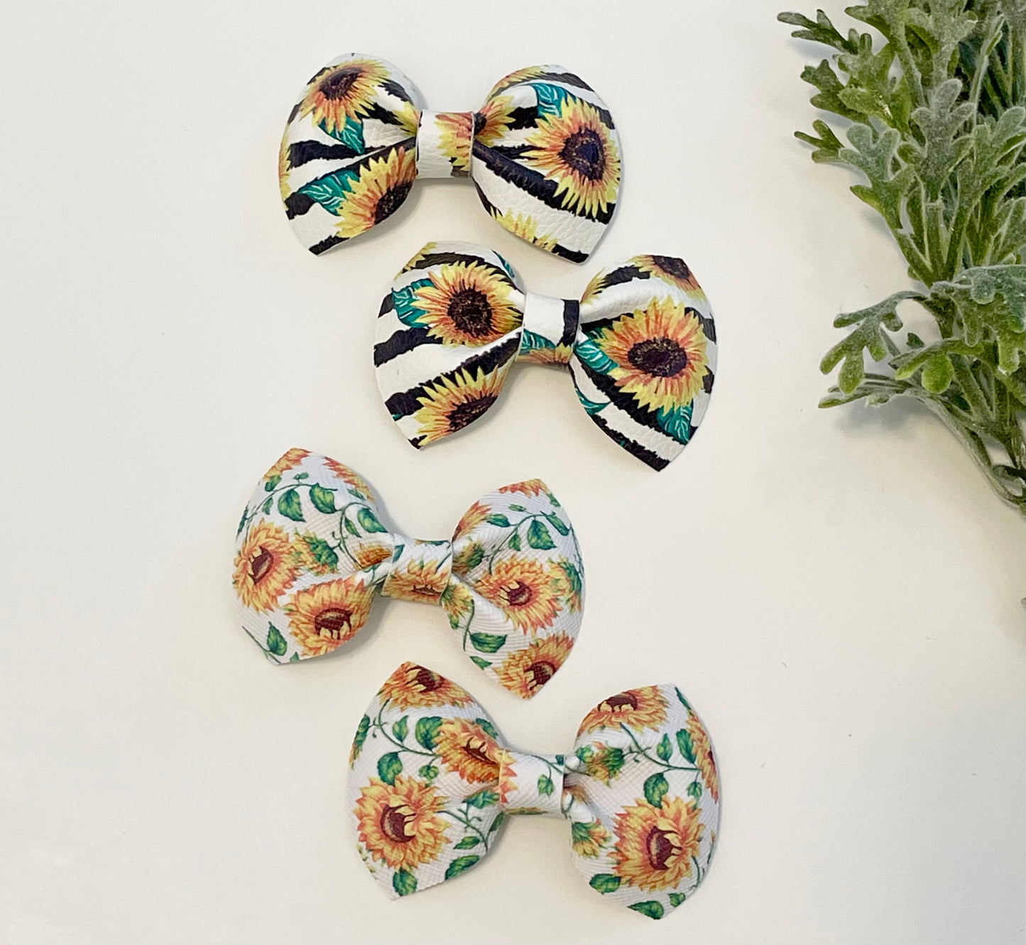 Pigtail Bows - Sunflowers