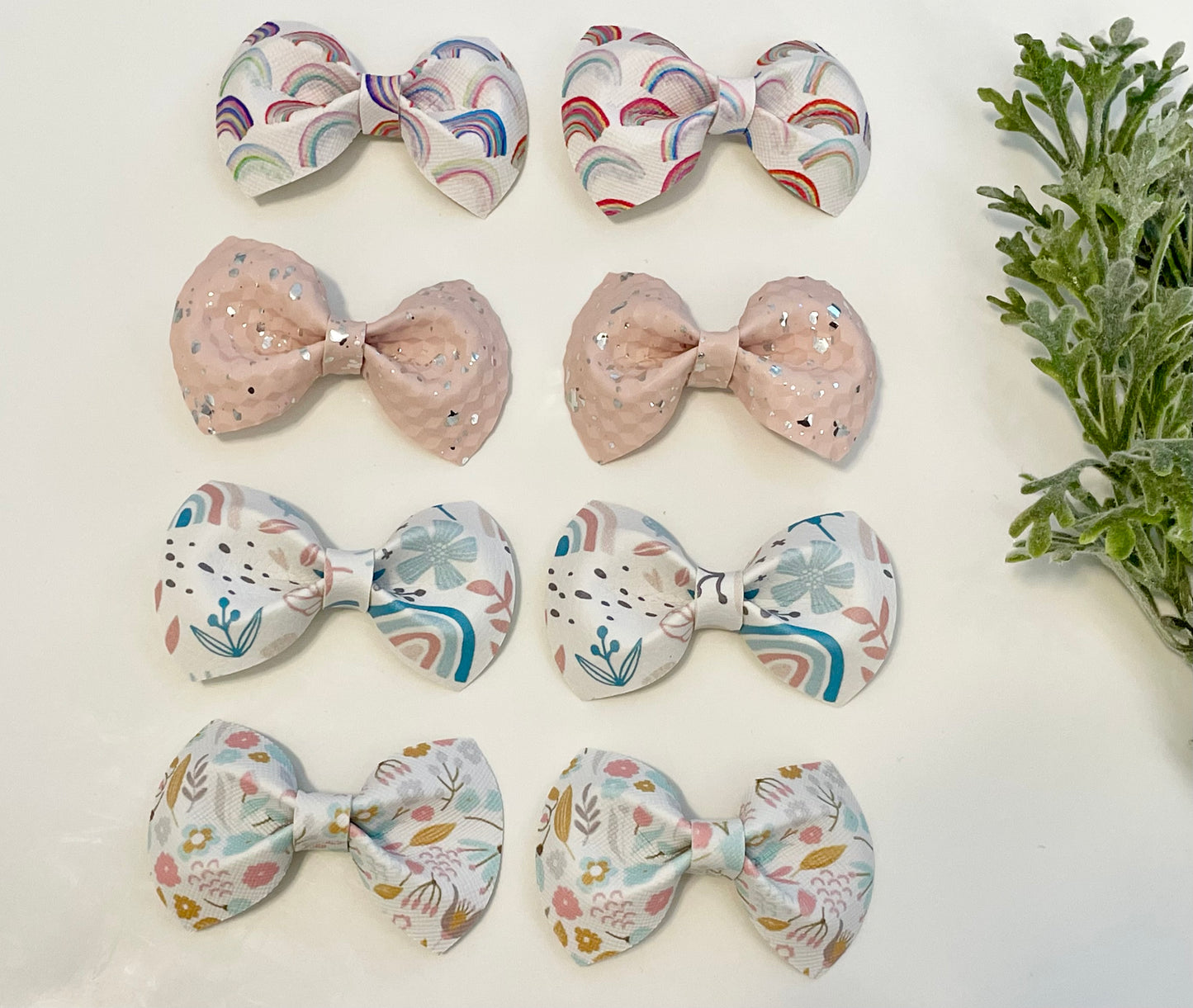 Pigtail Bows - Pastel Floral