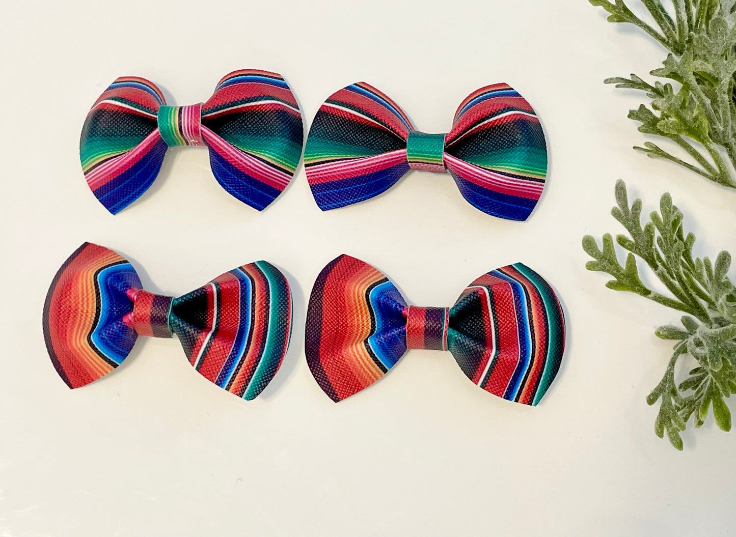 Pigtail Bows - Colorful Stripes