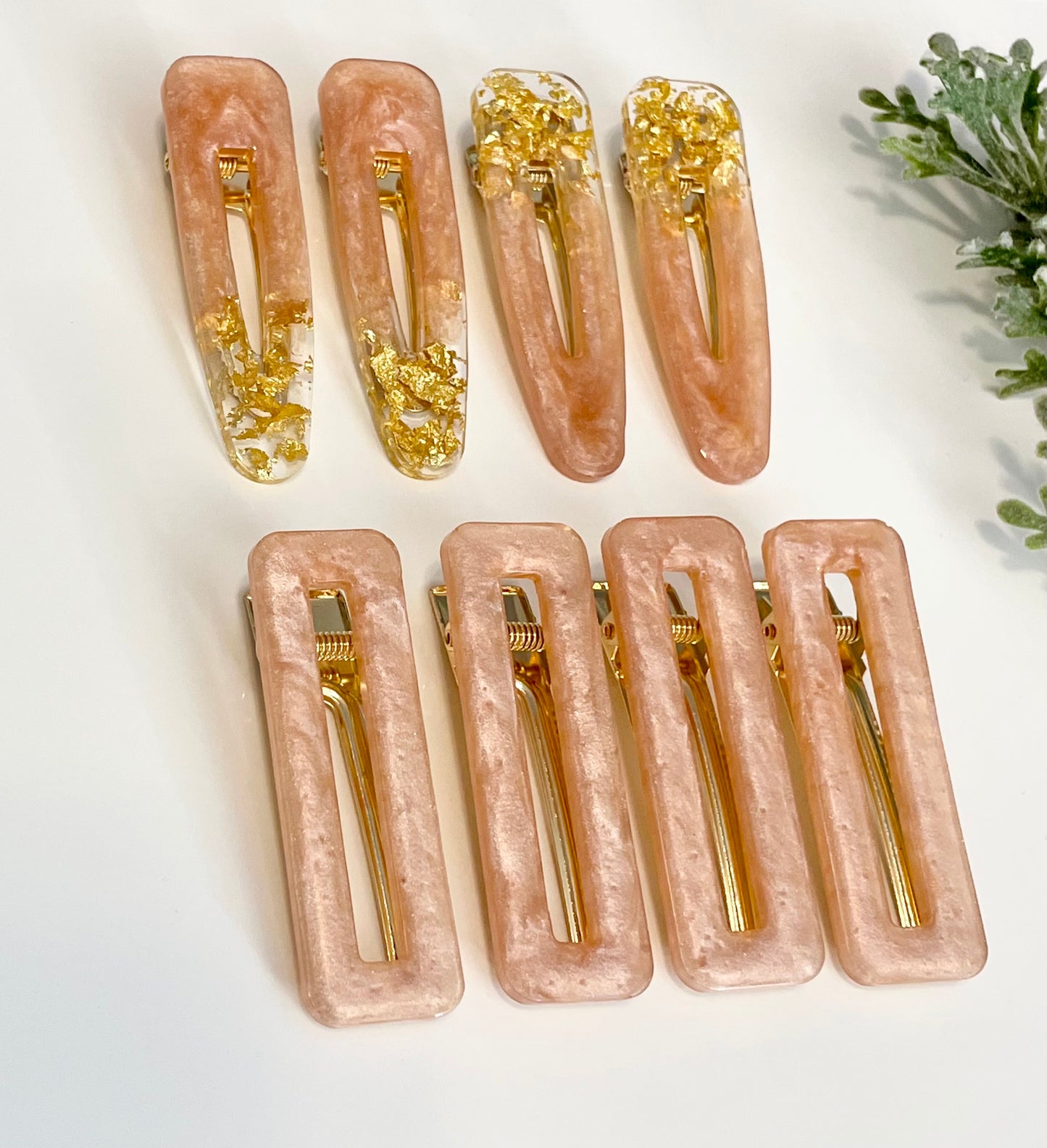 Resin Hair Clips - Rose Gold