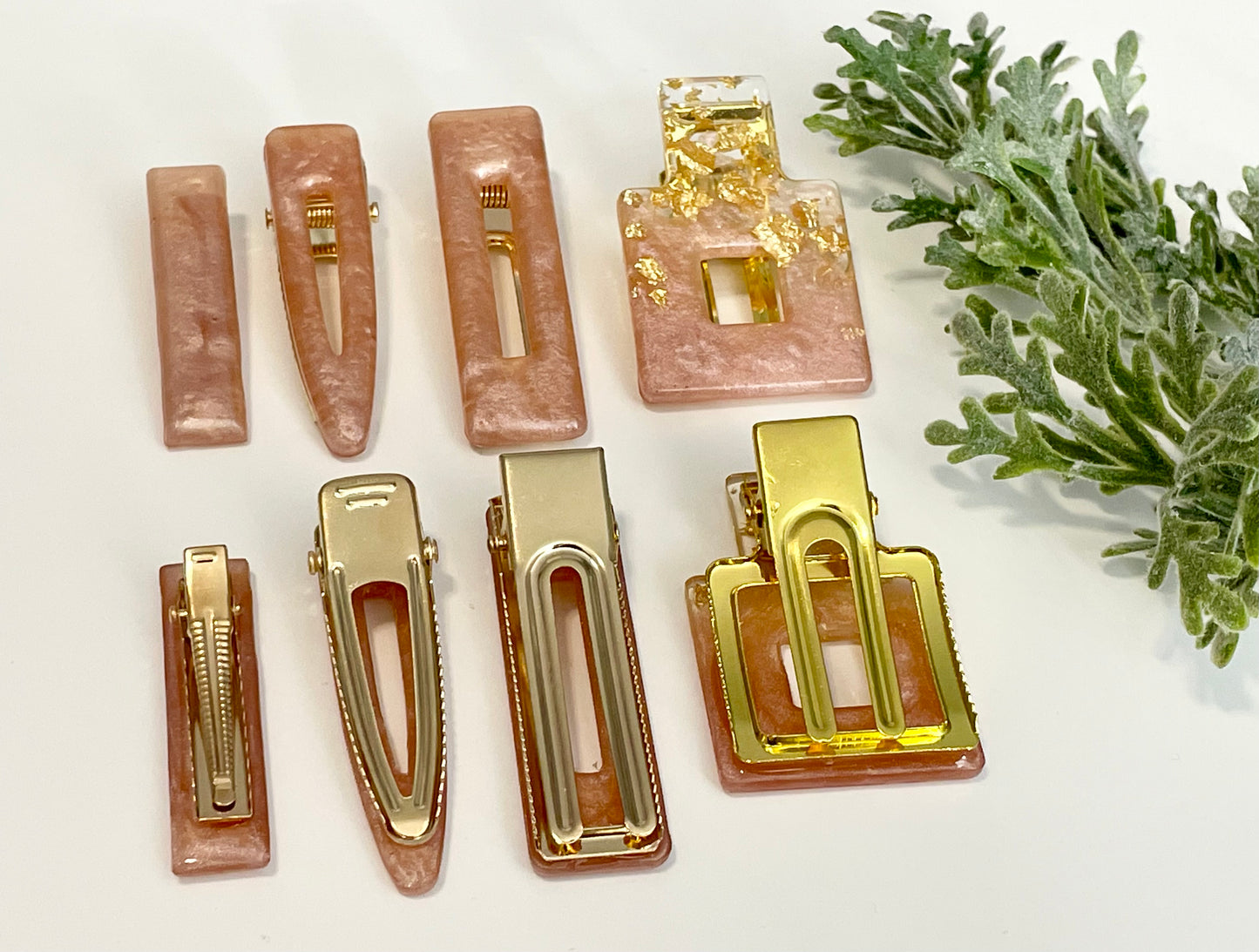 Resin Hair Clips - Rose Gold