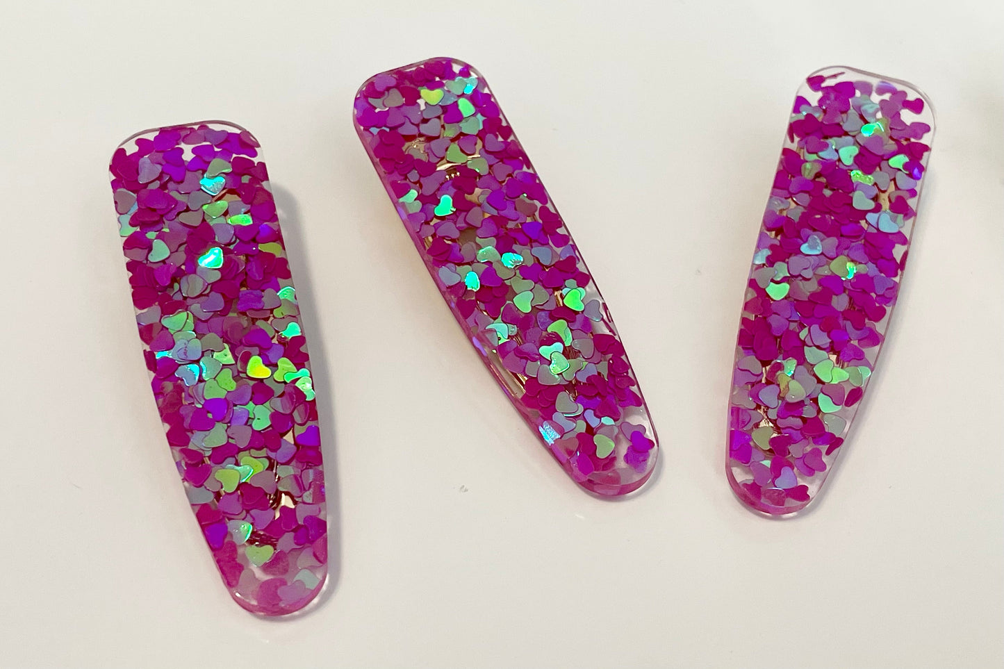 Resin Hair Clips - Glitter Hearts & Stars