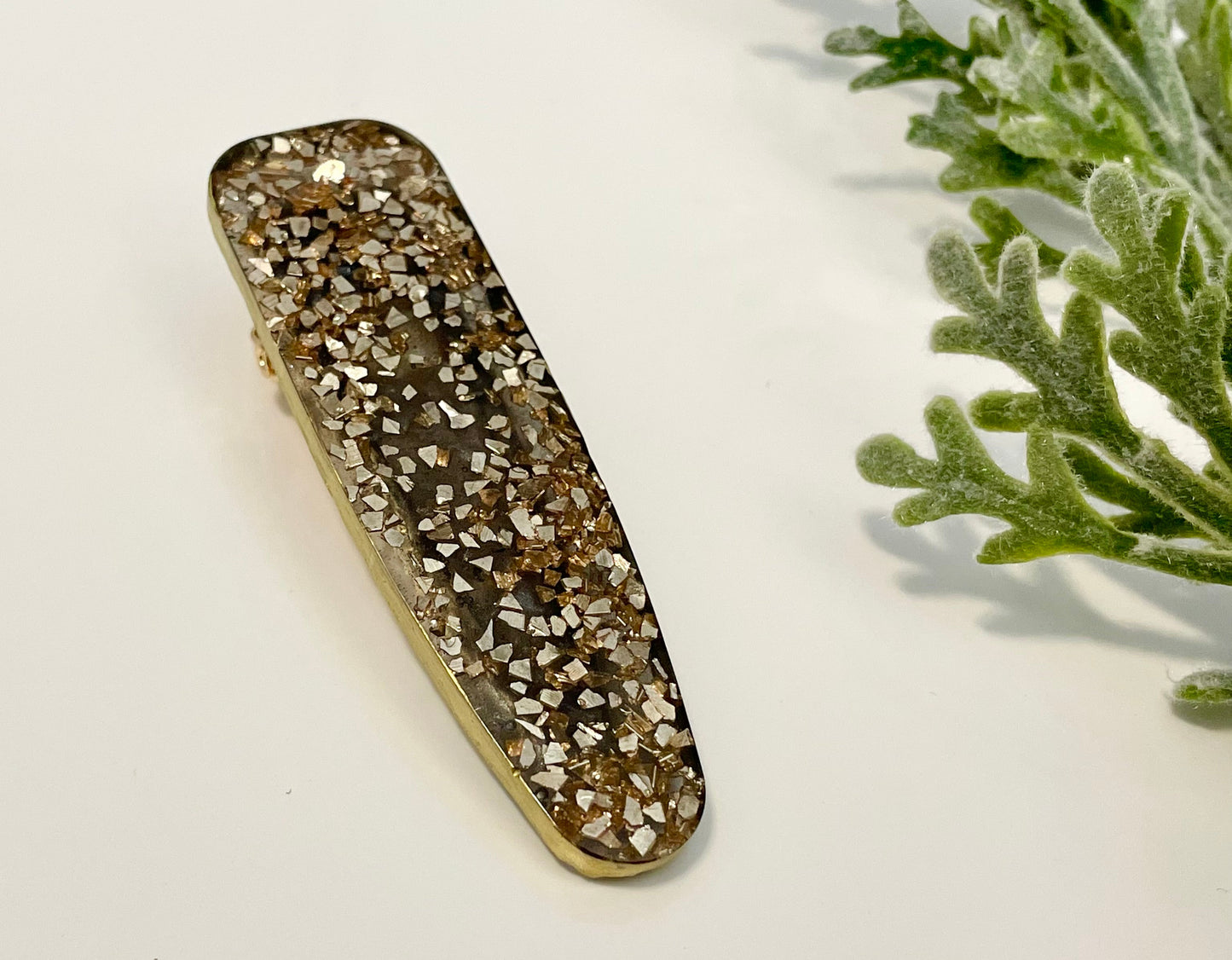 Resin Hair Clips - Black & Gold