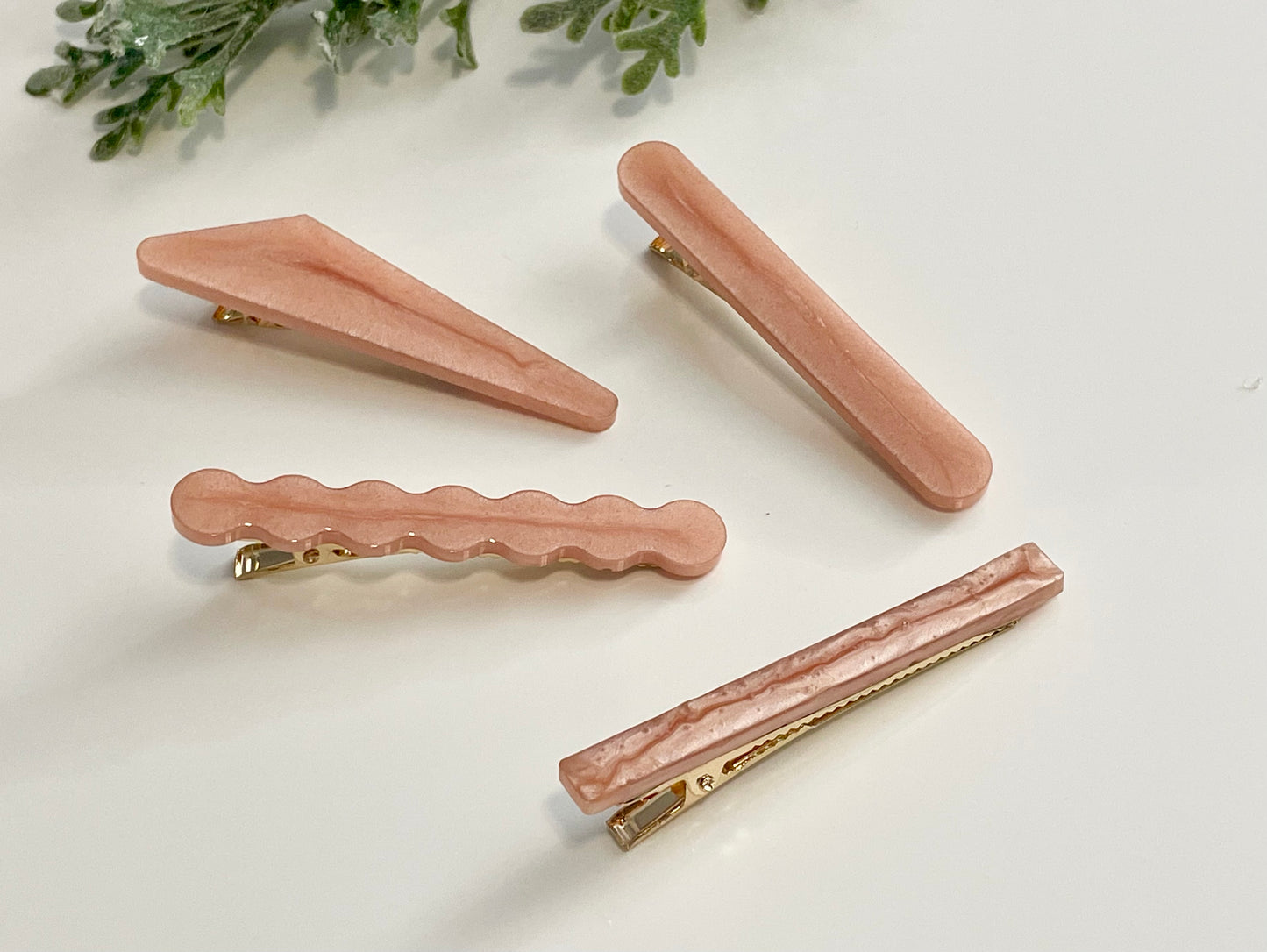 Resin Hair Clips - Rose Gold