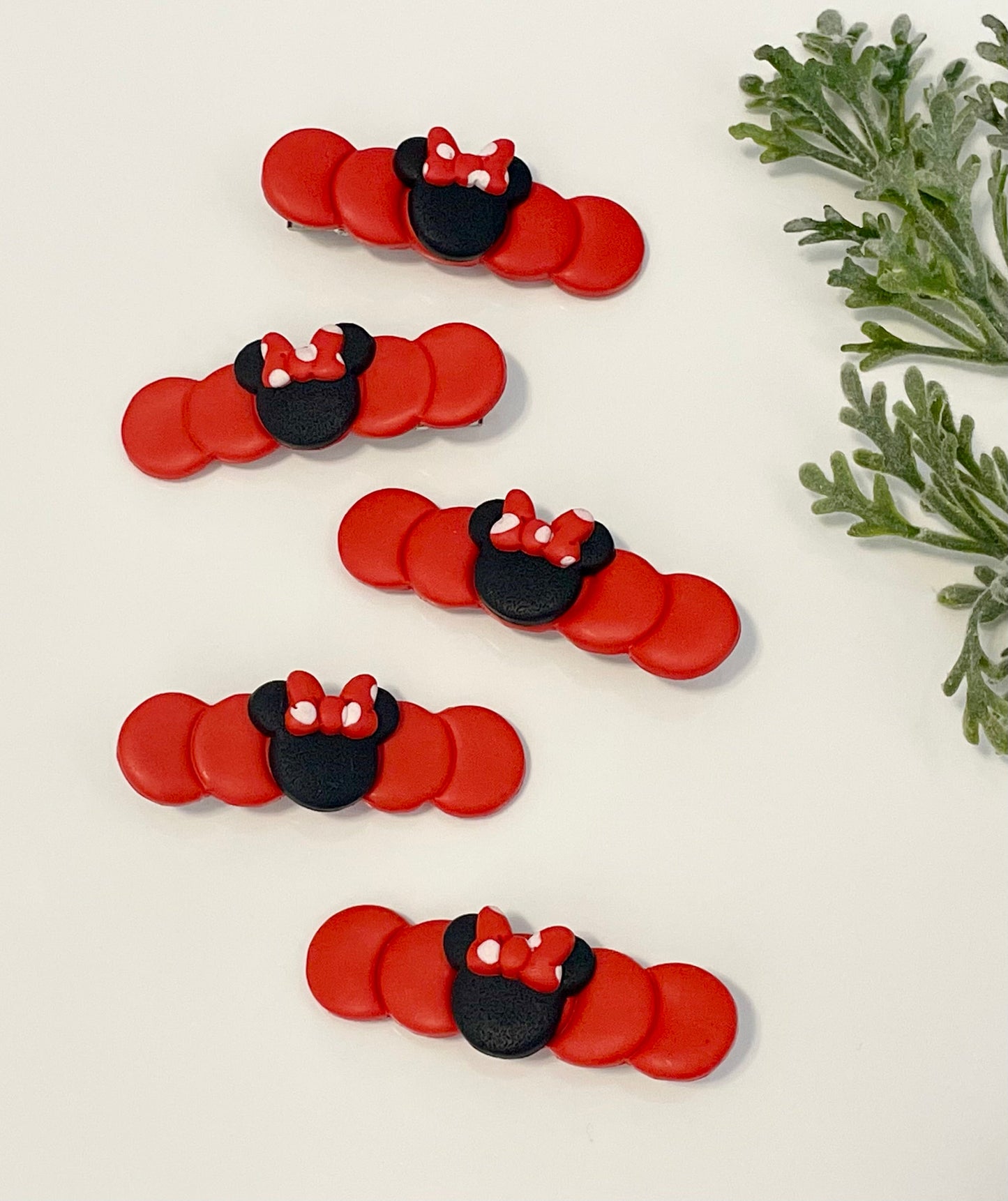 Clay Hair Clips - Minnie Mouse