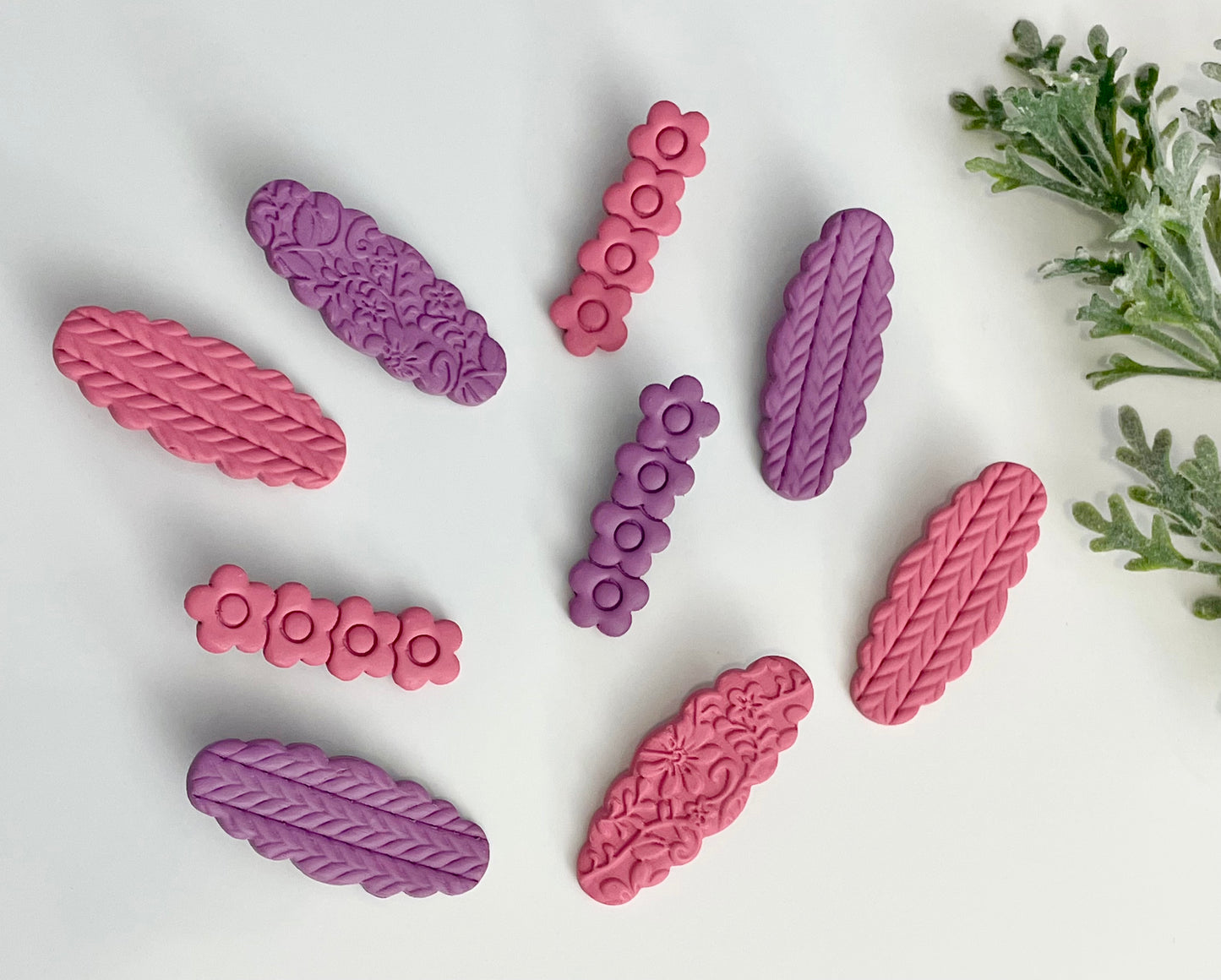 Clay Hair Clips - Pink & Purple