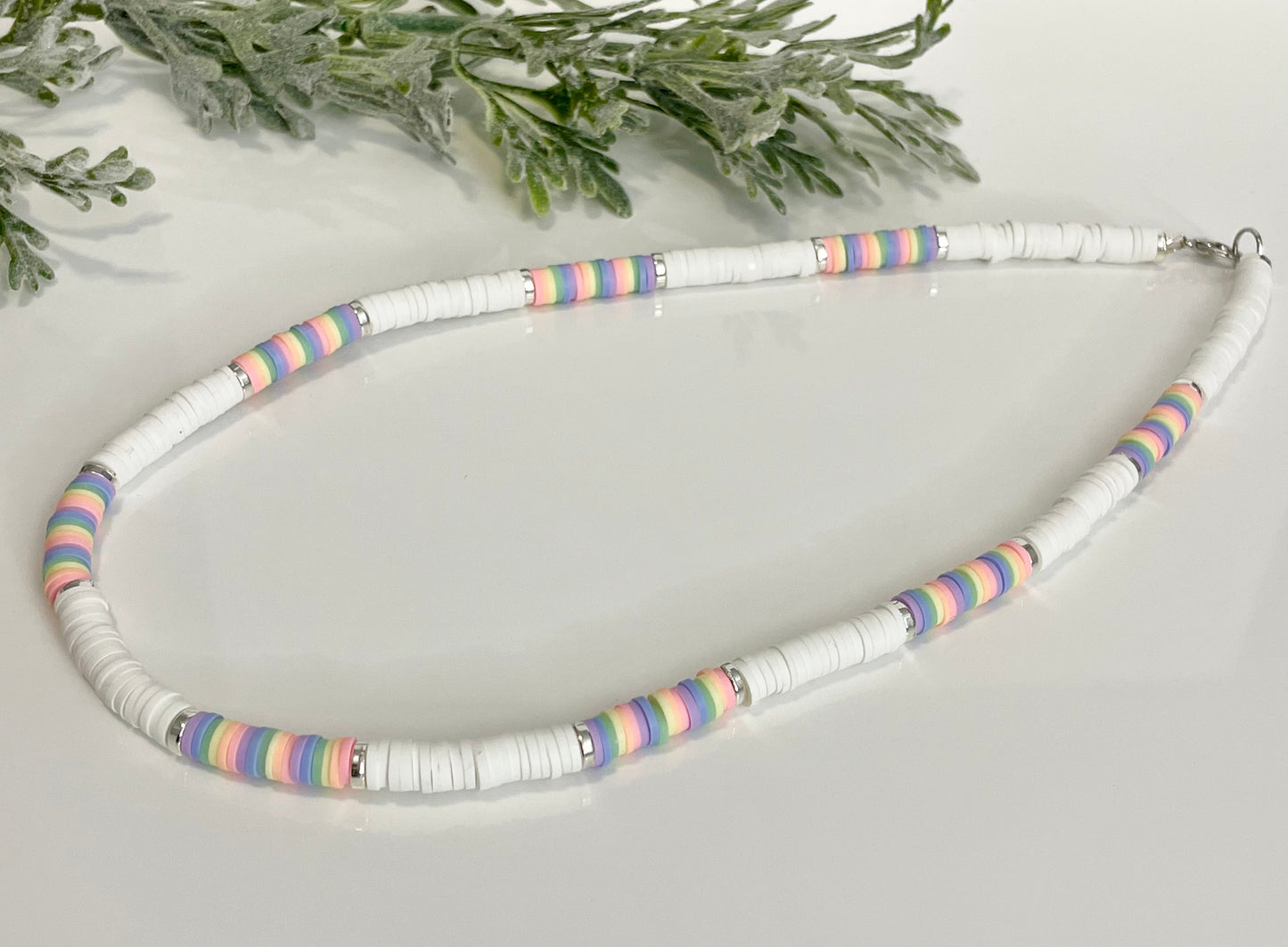 Heishi Necklace - White & Pastels