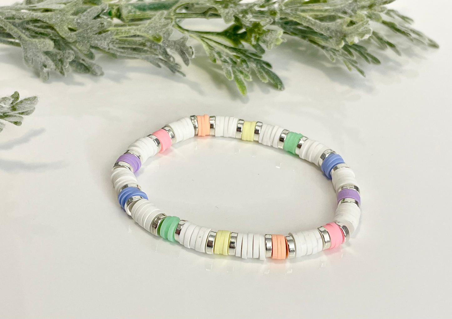 Heishi Stack Bracelets - White & Pastels (Youth Sizing)