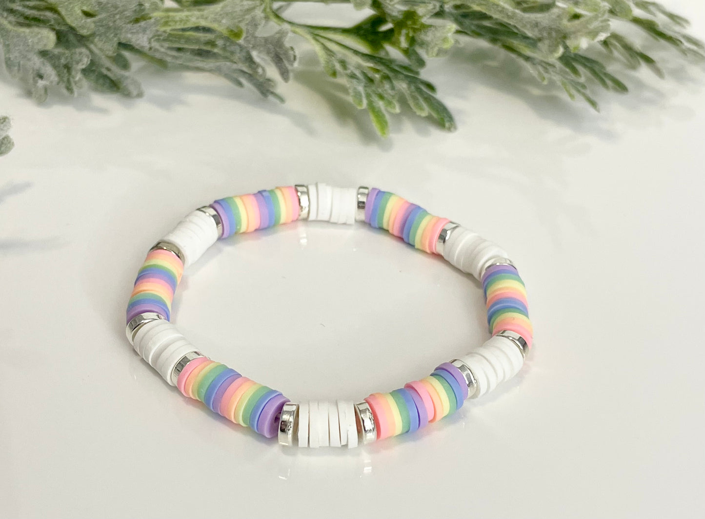 Heishi Stack Bracelets - White & Pastels (Youth Sizing)