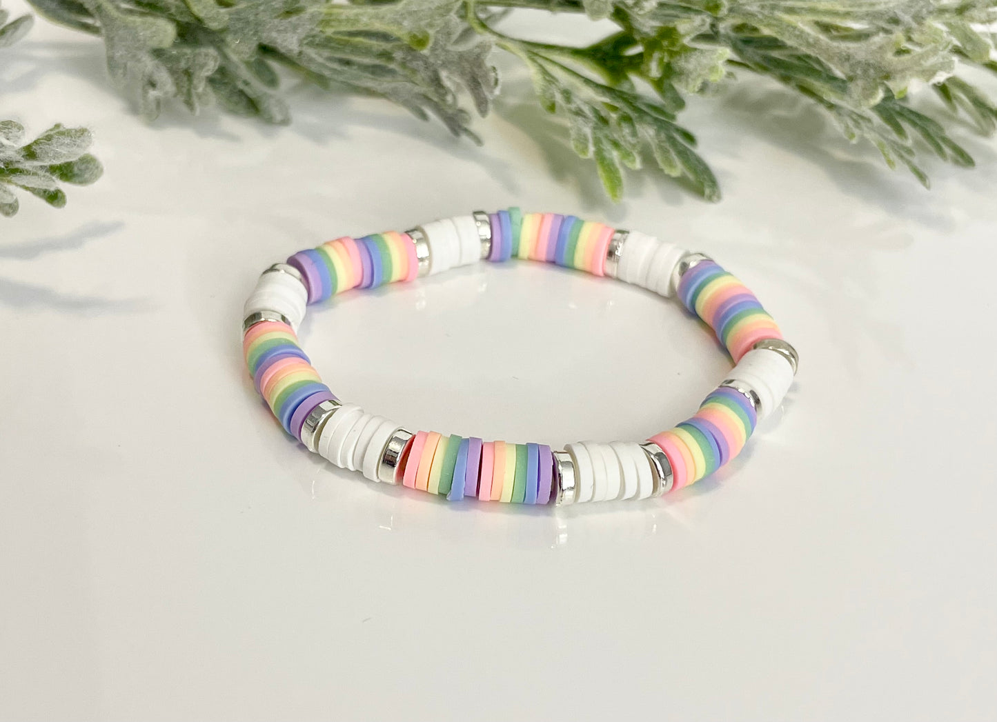 Heishi Stack Bracelets - White & Pastels (Youth Sizing)