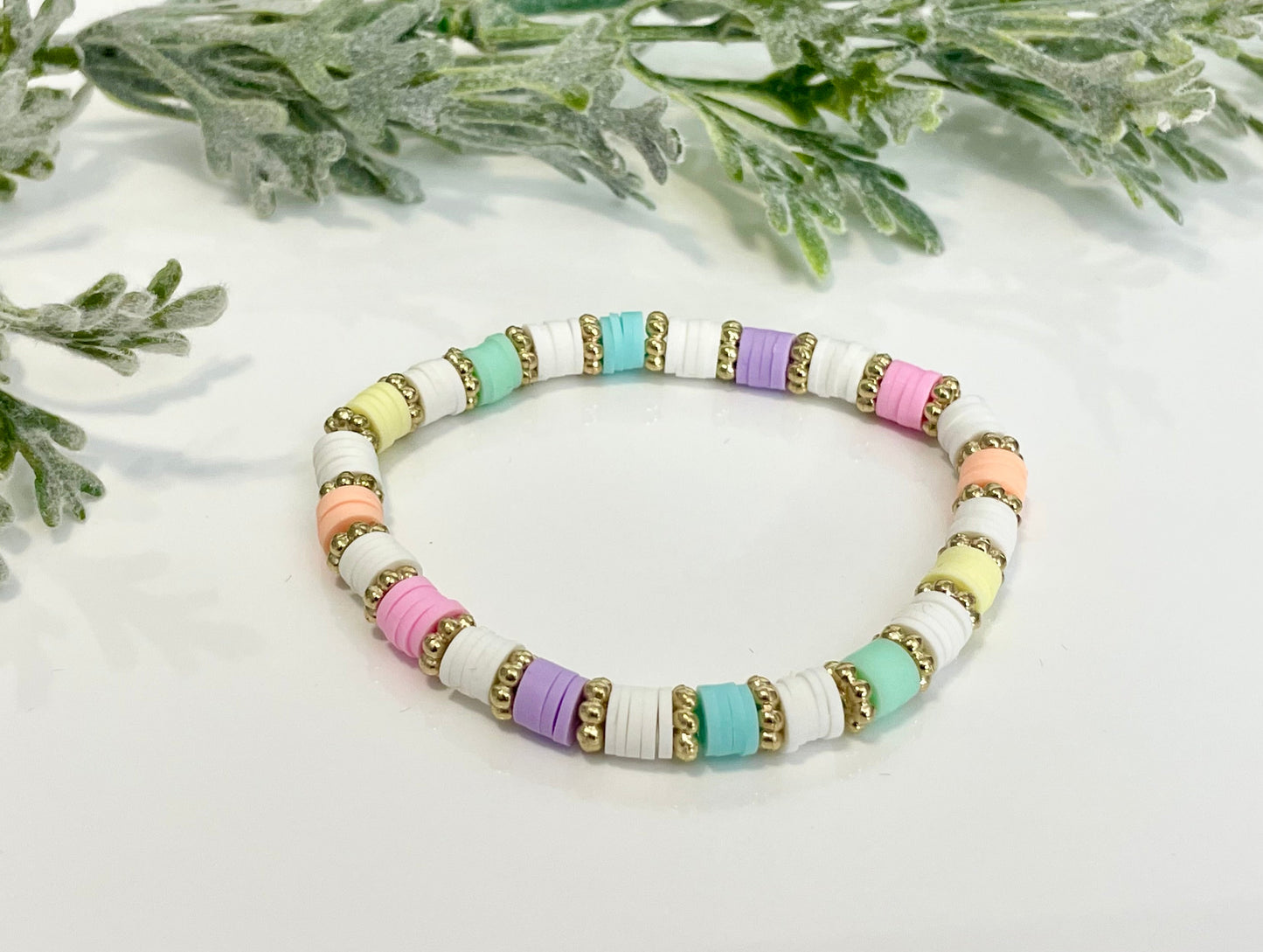 Heishi Stack Bracelets - Pastels & Gold