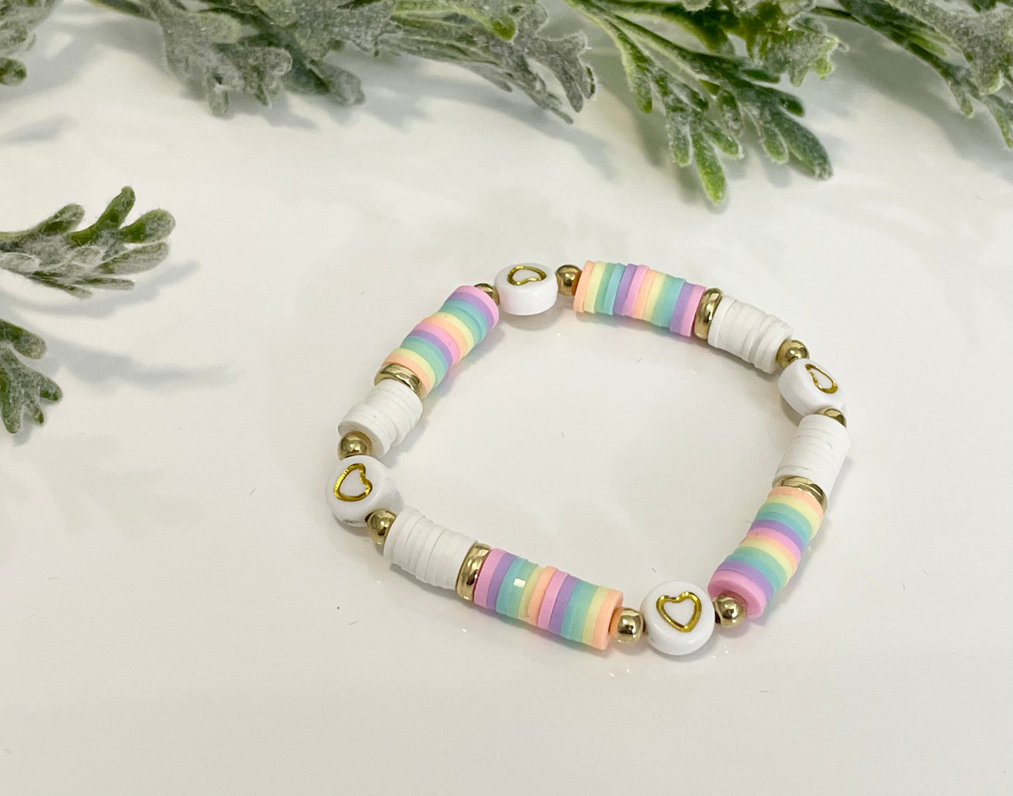 Heishi Stack Bracelets - Pastels & Gold (Youth Sizing)