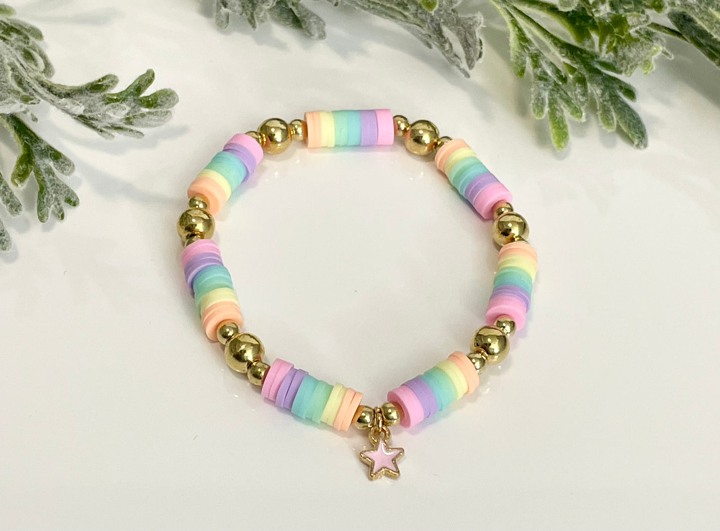 Heishi Stack Bracelets - Pastels & Gold (Youth Sizing)