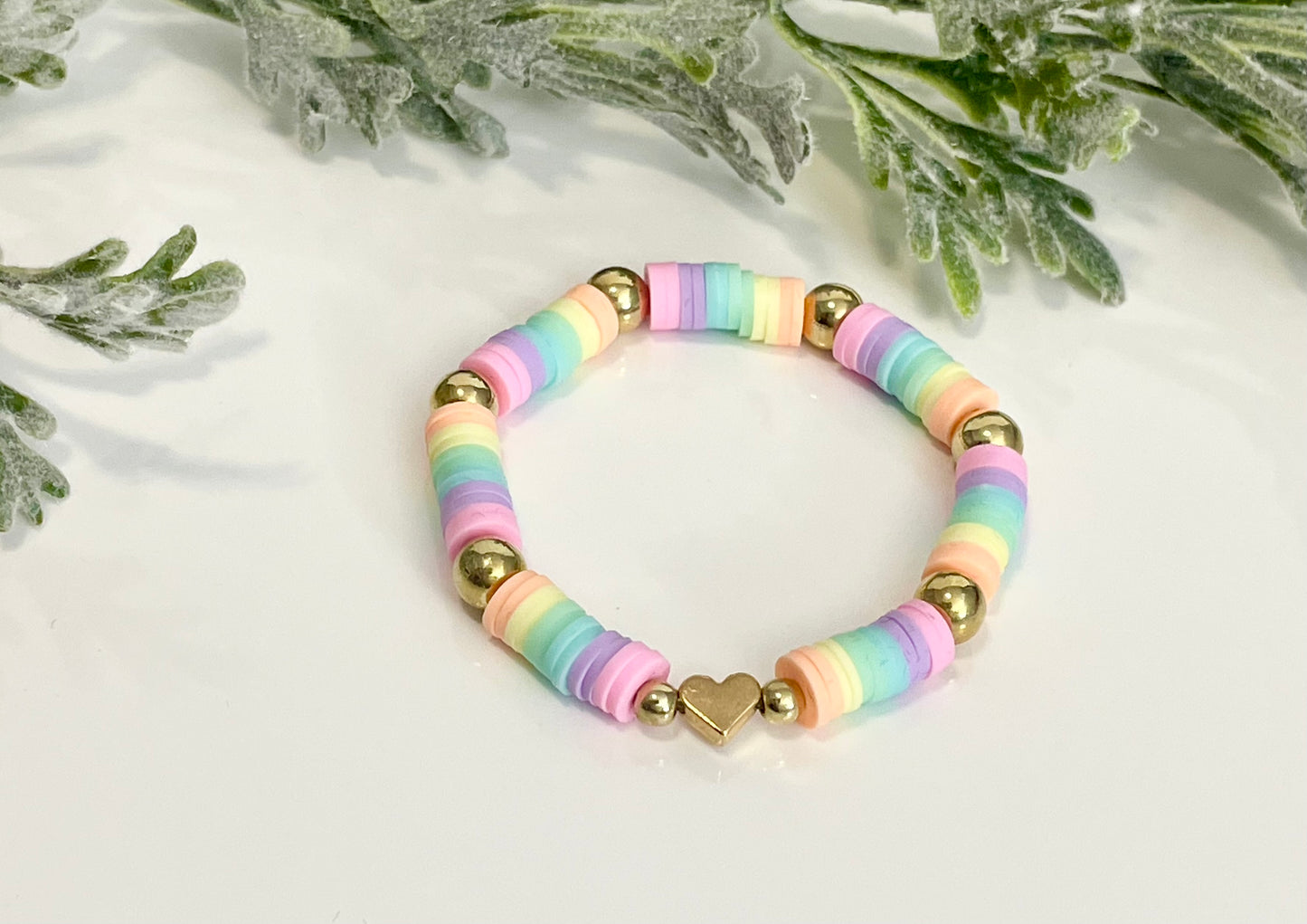 Heishi Stack Bracelets - Pastels & Gold (Youth Sizing)