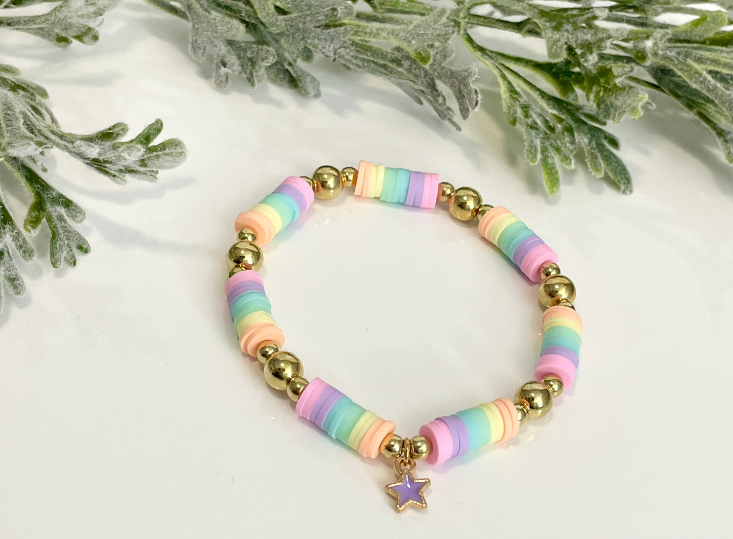 Heishi Stack Bracelets - Pastels & Gold (Youth Sizing)