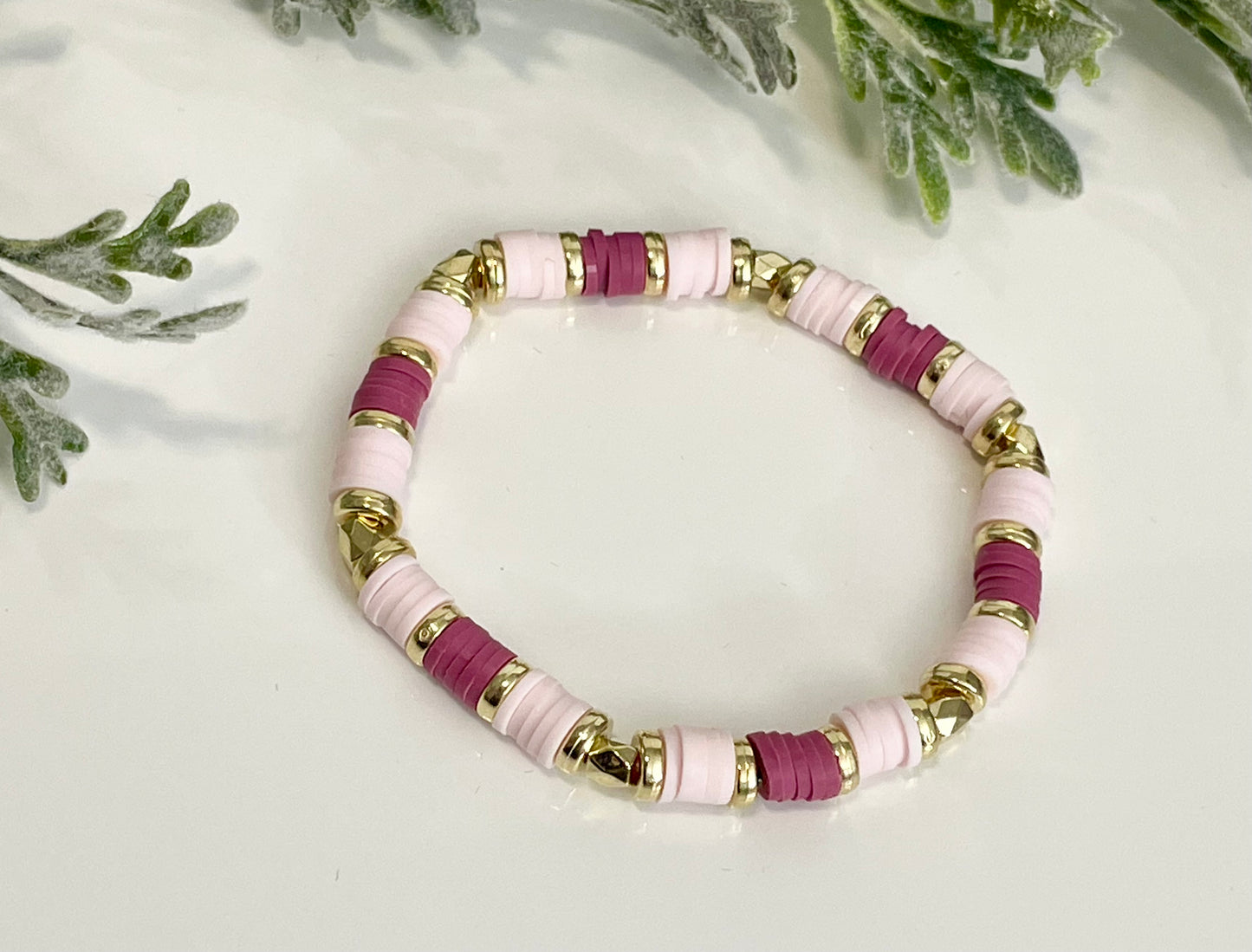 Heishi Stack Bracelets - Pinks & Gold