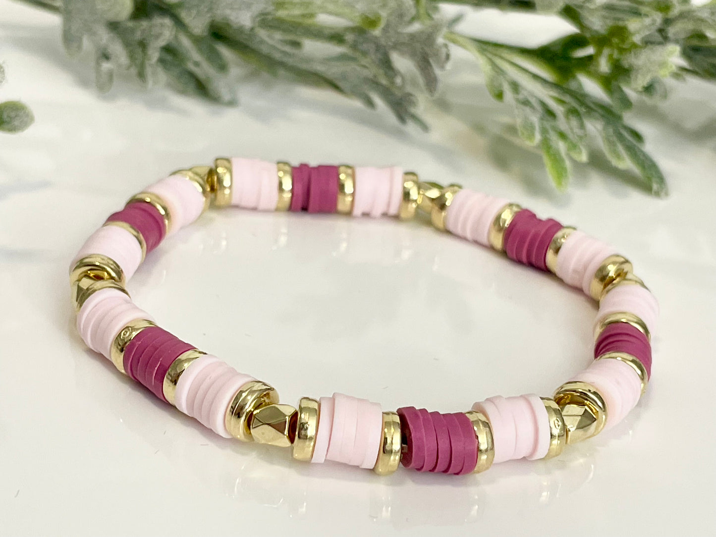 Heishi Stack Bracelets - Pinks & Gold