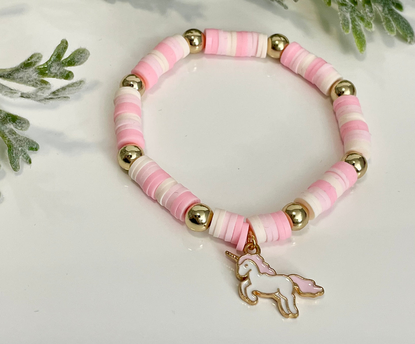 Heishi Stack Bracelets - Light Pinks & Gold (Youth Sizing)