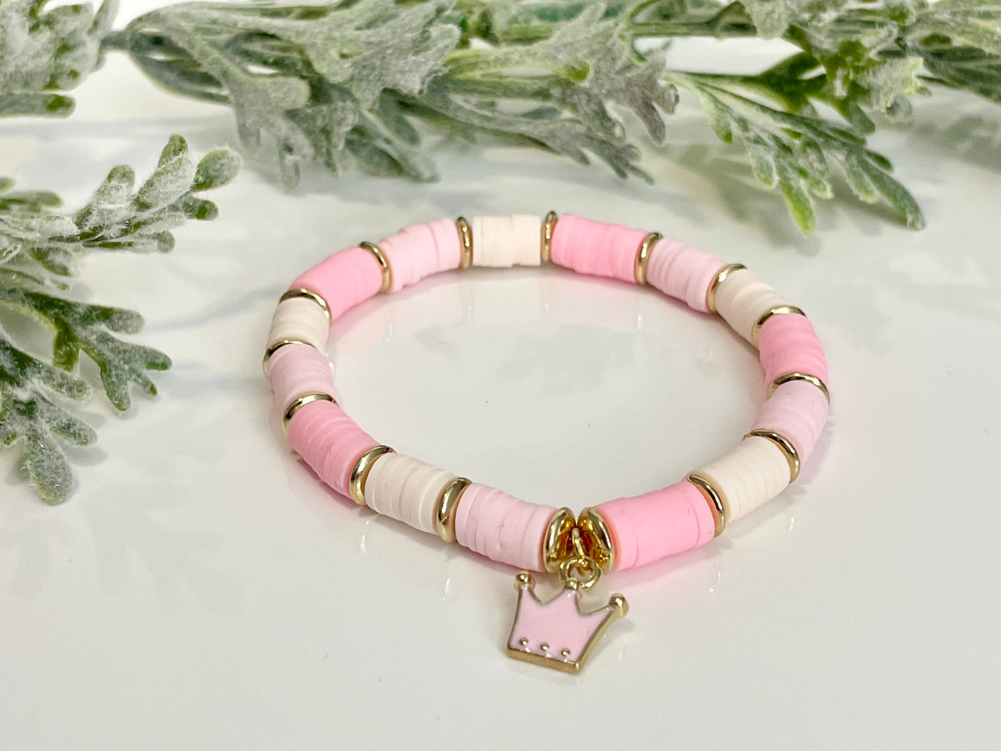 Heishi Stack Bracelets - Light Pinks & Gold (Youth Sizing)