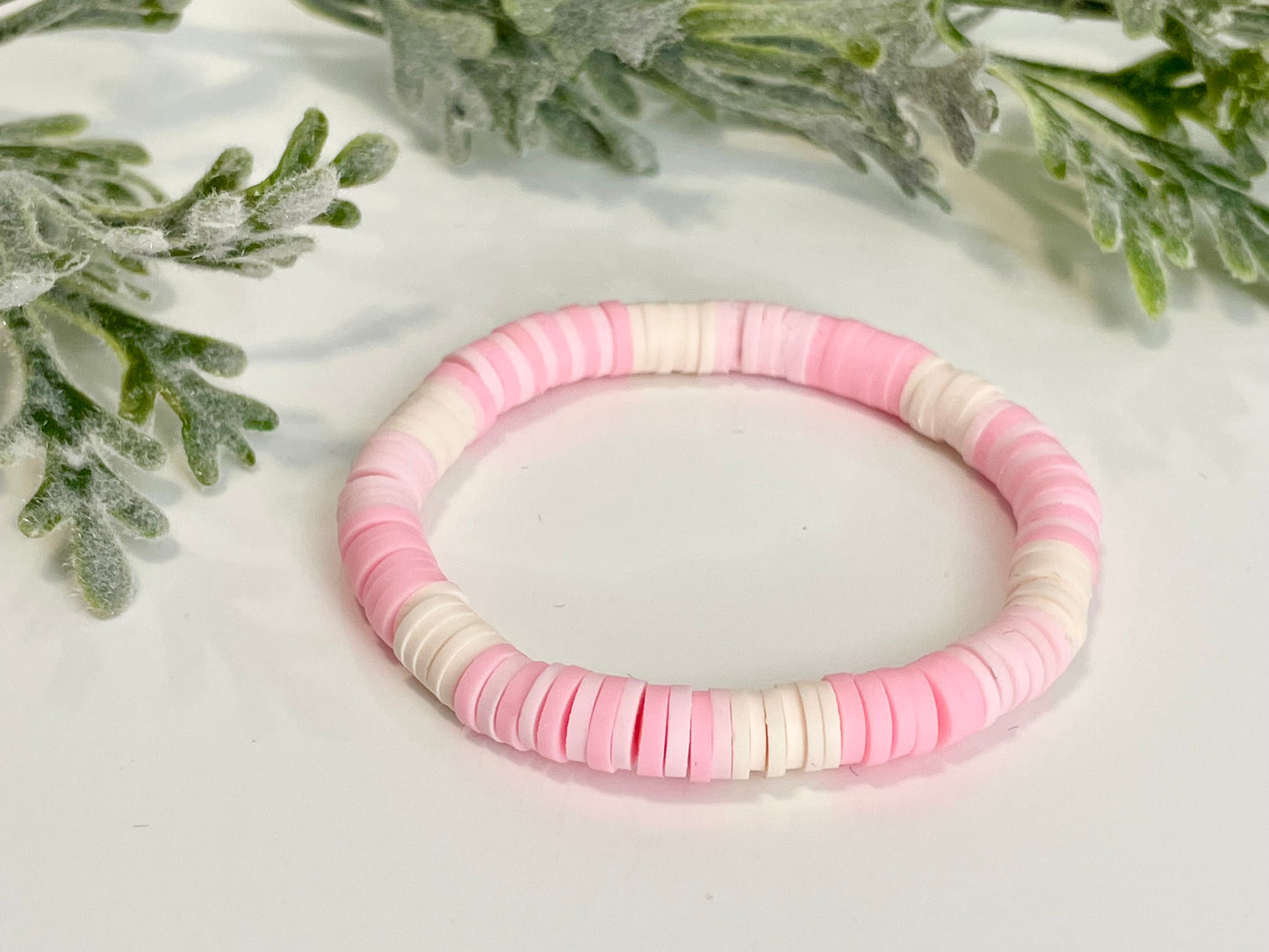 Heishi Stack Bracelets - Light Pinks & Gold (Youth Sizing)