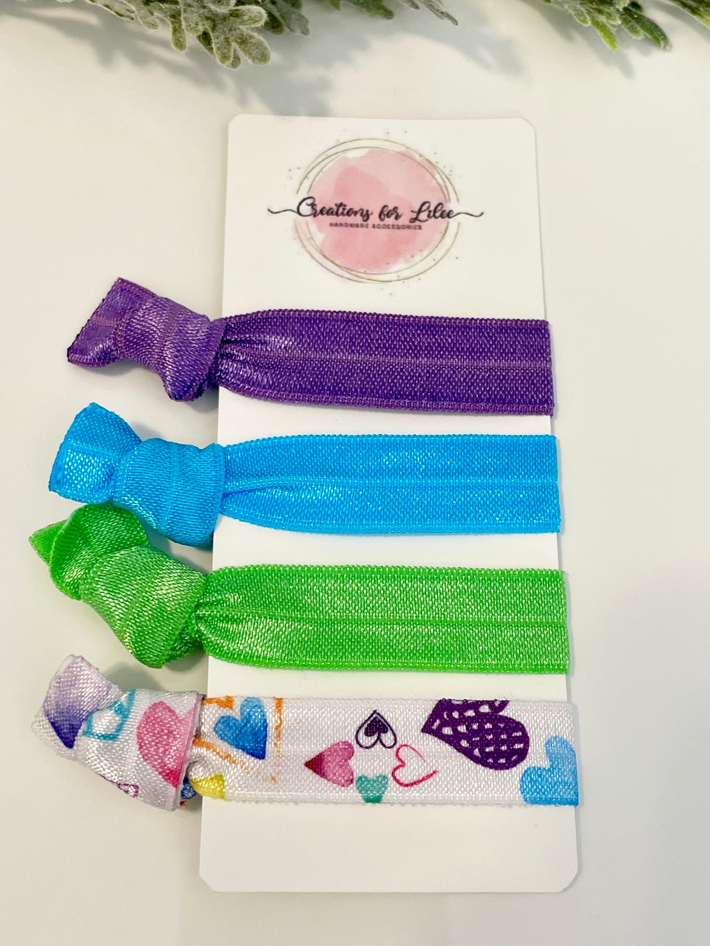 No Crease Hair Elastics - Colorful Hearts