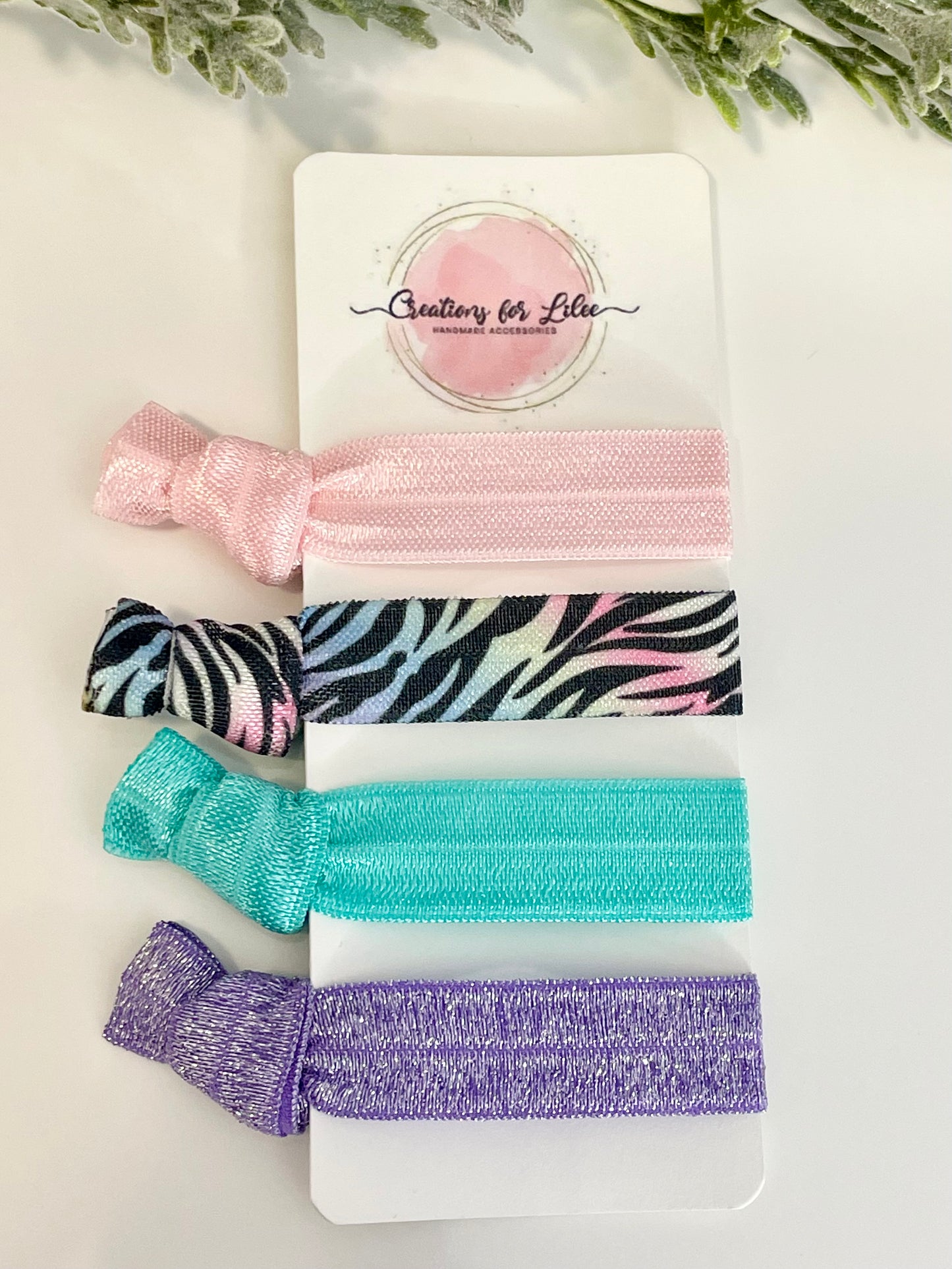 No Crease Hair Elastics - Pastel Zebra & Sparkles