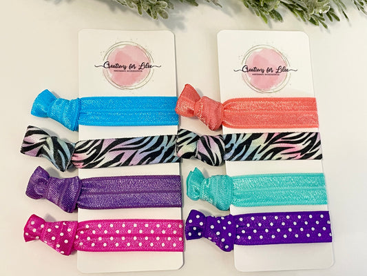 No Crease Hair Elastics - Pastel Zebra & Polka Dots