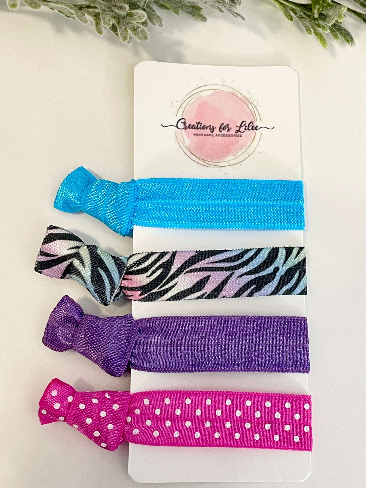 No Crease Hair Elastics - Pastel Zebra & Polka Dots