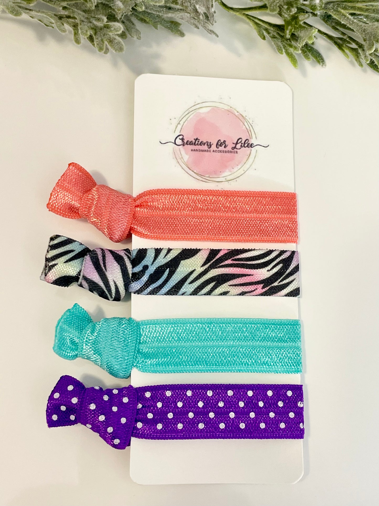 No Crease Hair Elastics - Pastel Zebra & Polka Dots